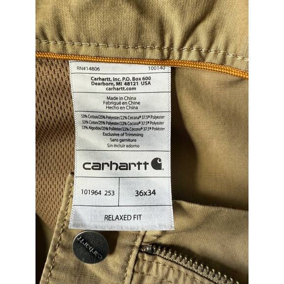 Carhartt Force Extremes Relaxed Fit Rugged Flex Cargo Pants Khaki Tan 36 x 34 - Picture 10 of 11